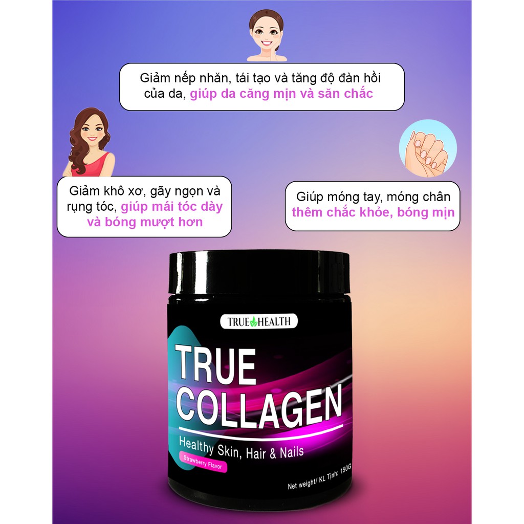 Combo Đẹp Da, Detox, Giảm Mụn 2 hũ TRUE COLLAGEN và  2 gói TRUE VEGIE - Tặng kèm bình lắc | Thế Giới Skin Care