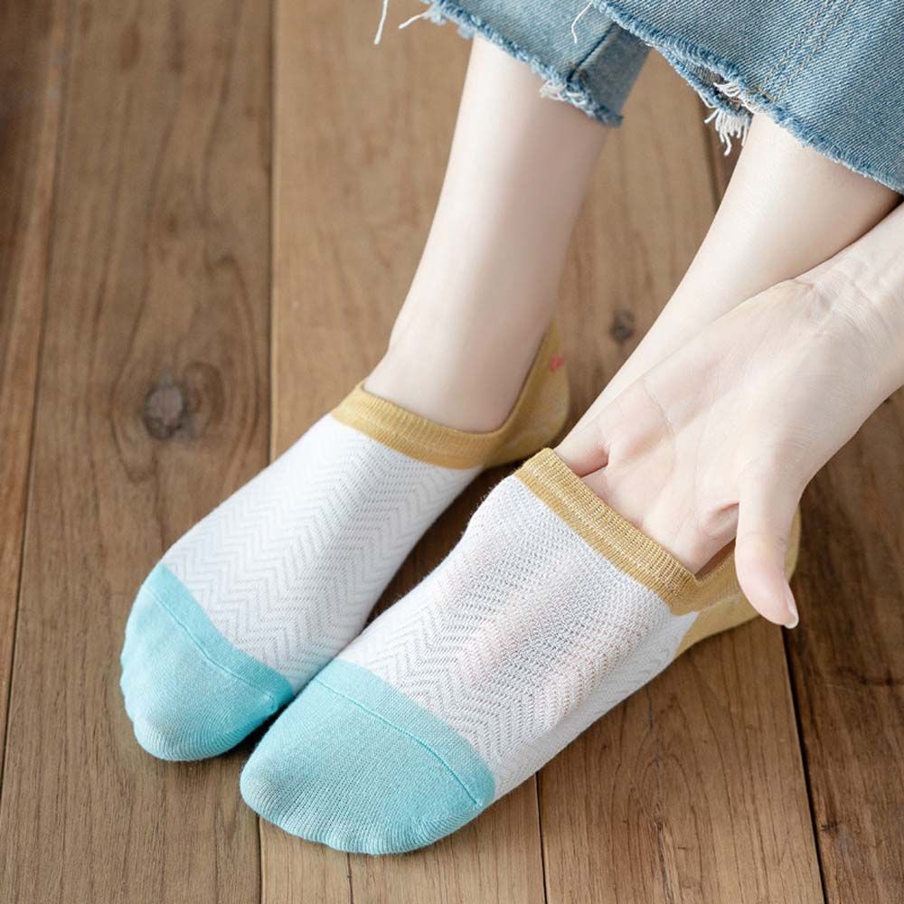 Vớ thuyền cotton cổ thấp vô hình không trượt thoải mái nhiều màu dễ thương phong cách hip hop cho nữ