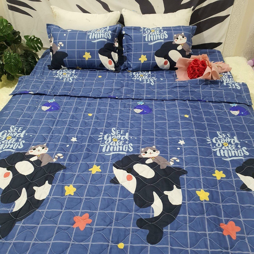 Bộ ga gối 3 món 1m5x2m chọn mẫu trên bài đăng-cá heo karo