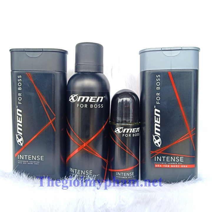 Combo Xmen For Boss Intense: Dầu Gội 180g + Sữa Tắm 180g + Xịt 150ml + Lăn 50ml