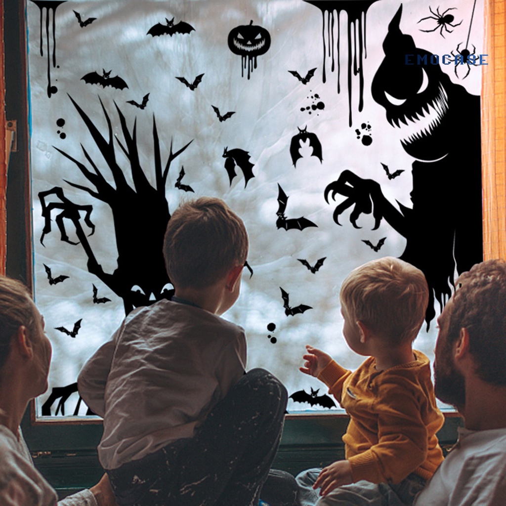 Đề Can Dán Tường / Kính Cửa Sổ Trang Trí Họa Tiết Halloween Chống Nước Có Thể Tháo Gỡ