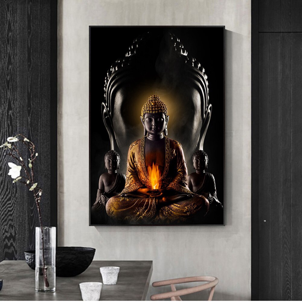 Tranh canvas treo tường trang trí hình tượng phật cho phòng khách