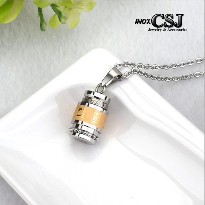 MẶT DÂY CHUYỀN TITAN UM MANI PADME HUM HÌNH TRỤ MD180