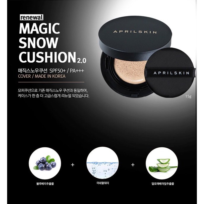 Phấn nước ma thuật siêu che phủ April Skin Magic Snow Cushion (phiên bản 2.0)