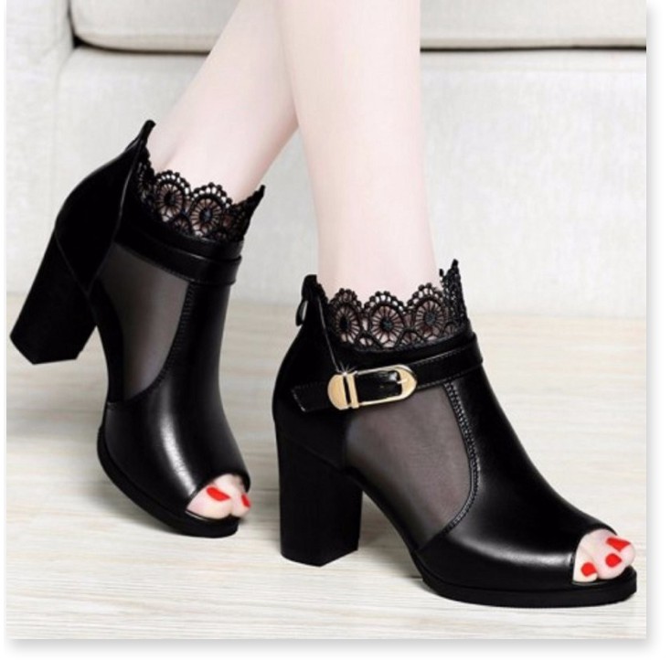 SALE GIÁ SOCK - Giày boots phối ren hoa hàng cao cấp loại I