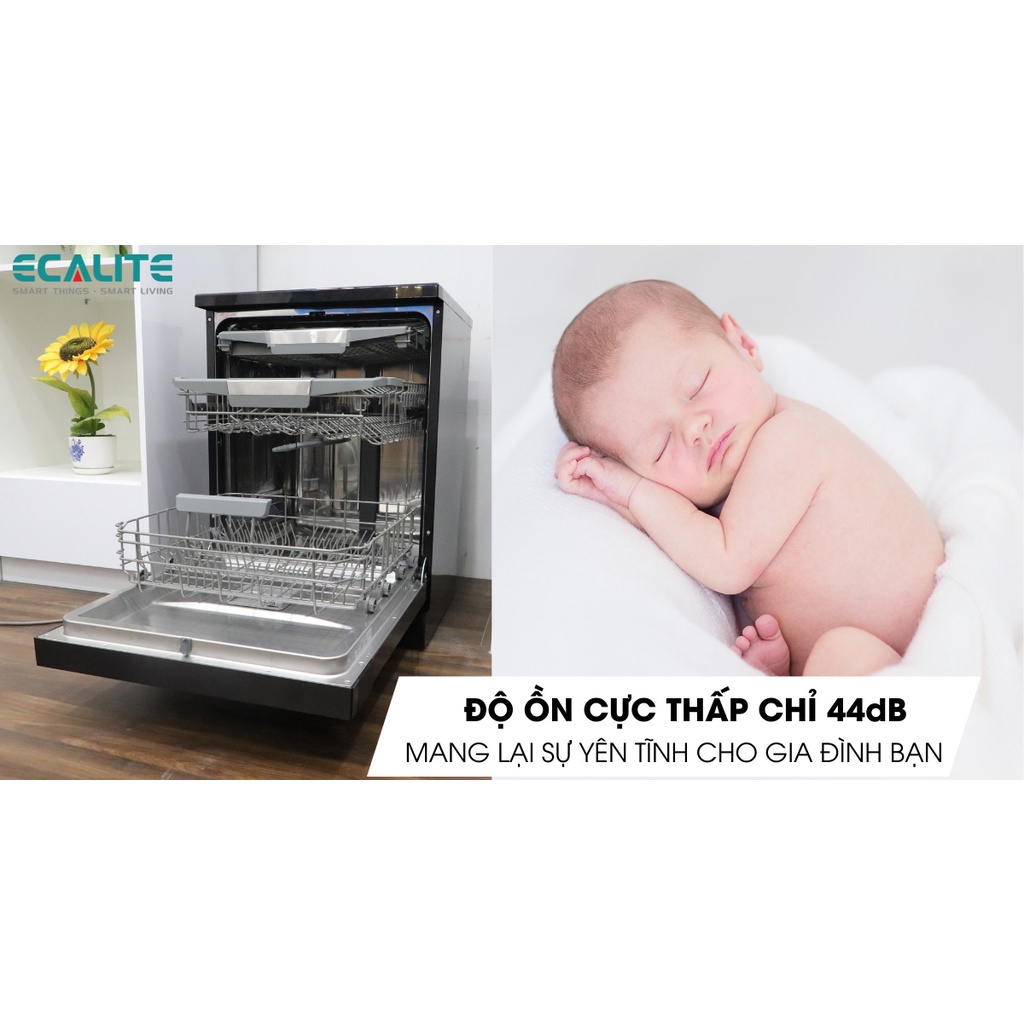 Máy Rửa Chén Độc Lập Ecalite EDW-JA6014ABUV - Màu Đen