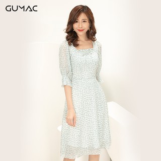 Đầm cổ U phối bèo GUMAC DA902