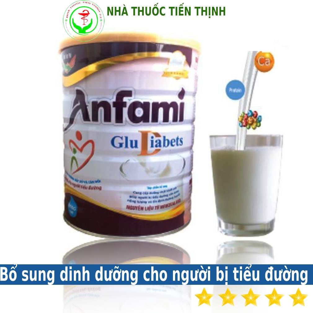 Sữa tiểu đường Anfami GluDiabets 900g - Sữa không đường Anfami chuyên dành cho người tiểu đường thay thế bữa ăn chính