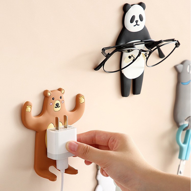 Móc Treo Chìa Khóa Dán Tường/ Tủ Lạnh Hình Động Vật Hoạt Hình Dễ Thương Tháo Gỡ Được