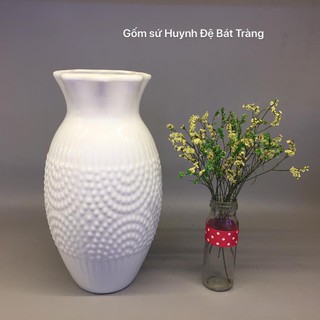 Lọ hoa dáng vò ong s1 men trắng