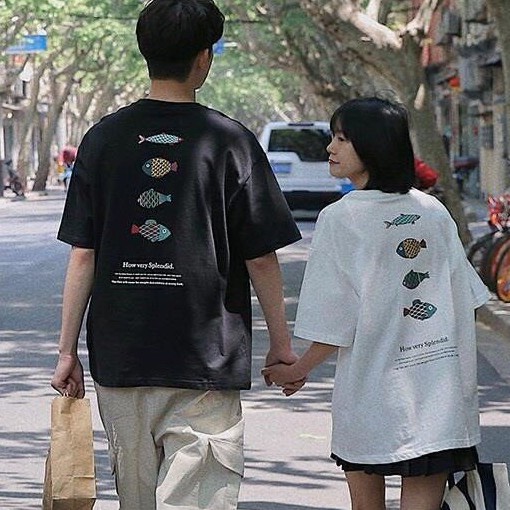 Áo thun tay lỡ form rộng - phông nam nữ cotton oversize - T shirt con cá - 2N Unisex