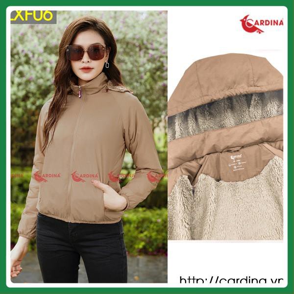 Áo Khoác Gió Nữ 2 Lớp Lót Lông Cừu CARDINA Cao Cấp Siêu Nhẹ, Siêu Ấm