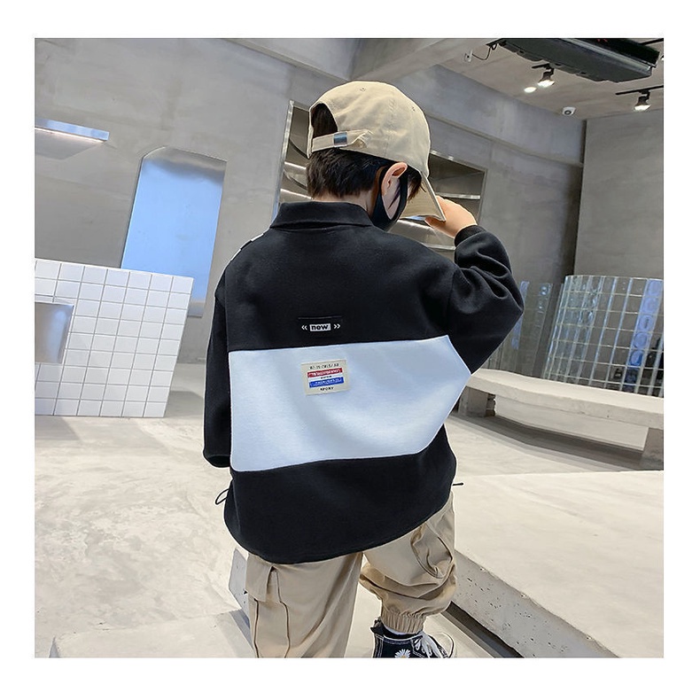 Áo sweater tay dài cổ bẻ họa tiết kẻ sọc thời trang 2021 cho bé