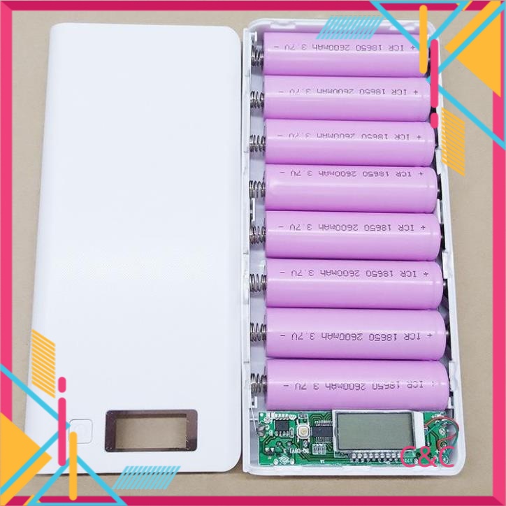 Mạch sạc dự phòng 2A xịn BQ-U8V2.0+Vỏ nhựa 8 cell +lò xo đã hàn về chỉ việc dùng (Chưa pin) mach sac pin 18650