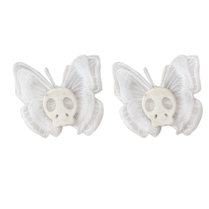 Kẹp tóc mỏ vịt họa tiết bướm phối đầu lâu phong cách lolita gothic thời trang halloween nhiều màu sắc
