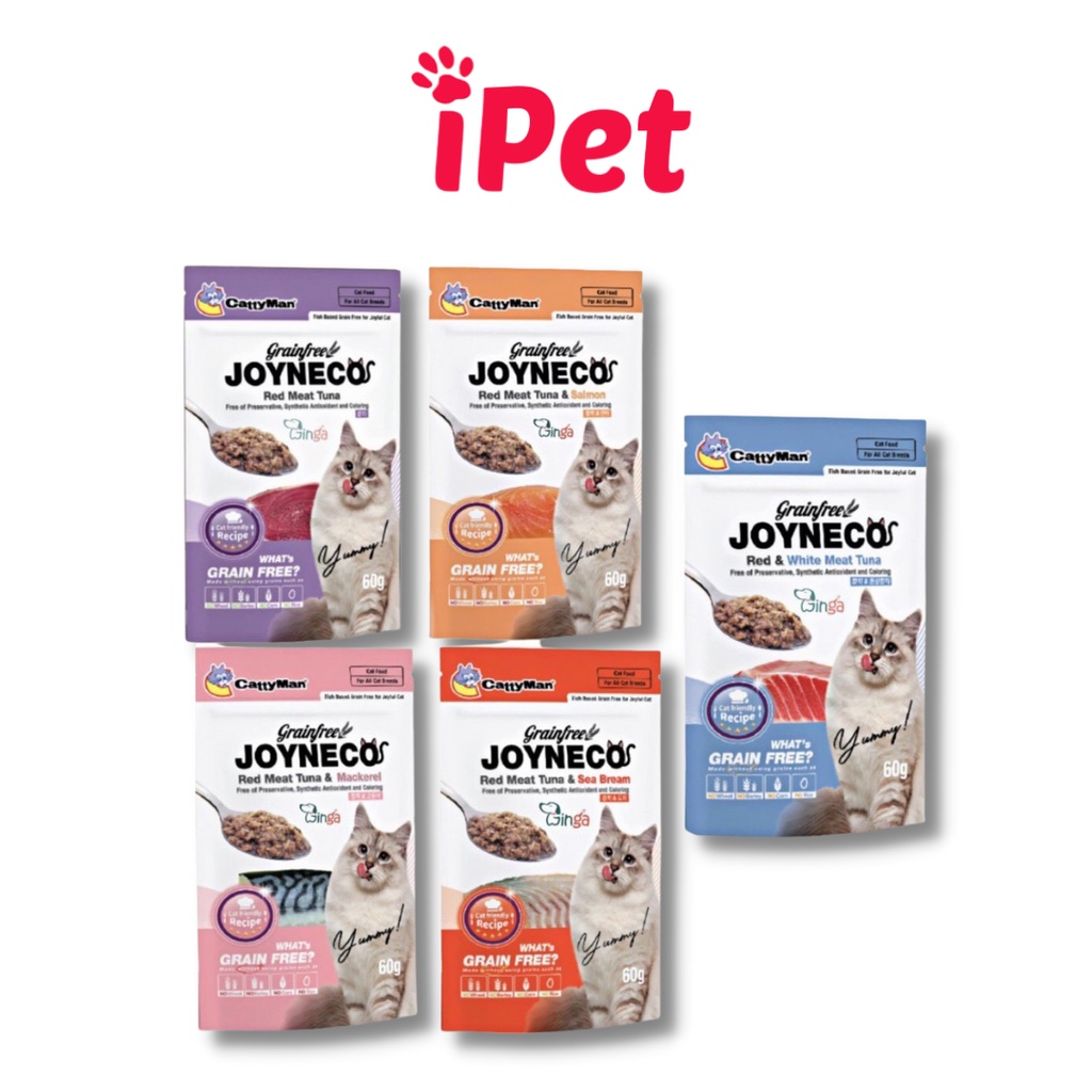 Pate Joyneco Cattyman thức ăn ướt dinh dưỡng cho mèo không tinh bột gói 60g - iPet Shop
