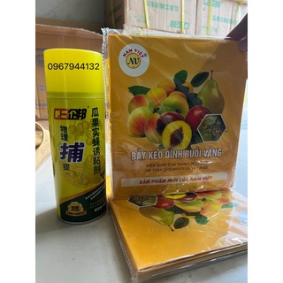 Combo chai xịt bẫy ruồi vàng + 10 miếng dán ruồi , cặp đôi tiêu diệt ruồi vàng , ruồi đực , cái hiệu quả cao
