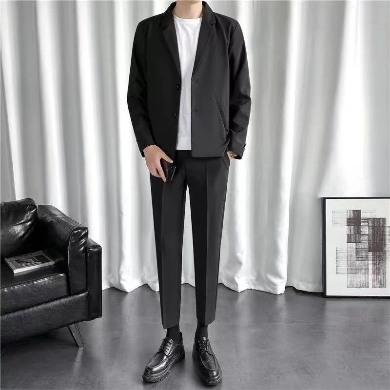 Set áo khoác vest phối quần dài ôm dáng 2/3 món kiểu Hàn Quốc thời trang thu đông cho nam