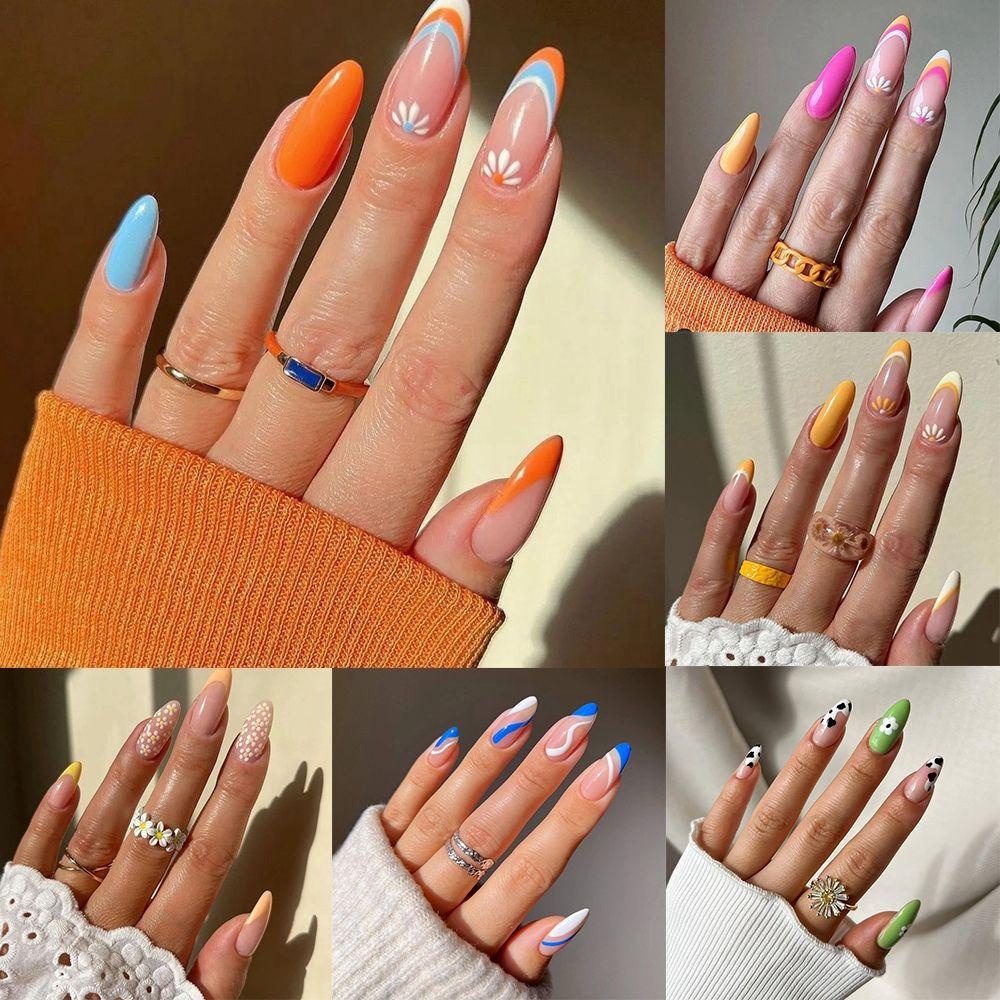 Bộ 24 Móng Tay Giả Dạng Nhấn Trang Trí Nghệ Thuật