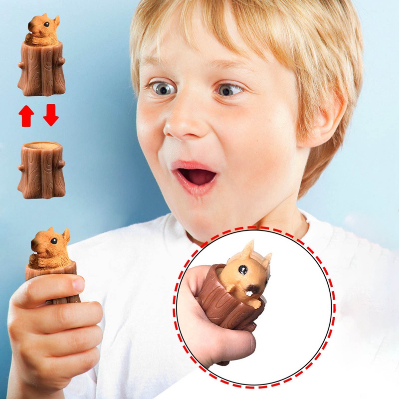 Đồ Chơi Bóp Nén Giảm Căng Thẳng Hình Cây / Sóc Có Giá Đỡ Bút Tiện Dụng