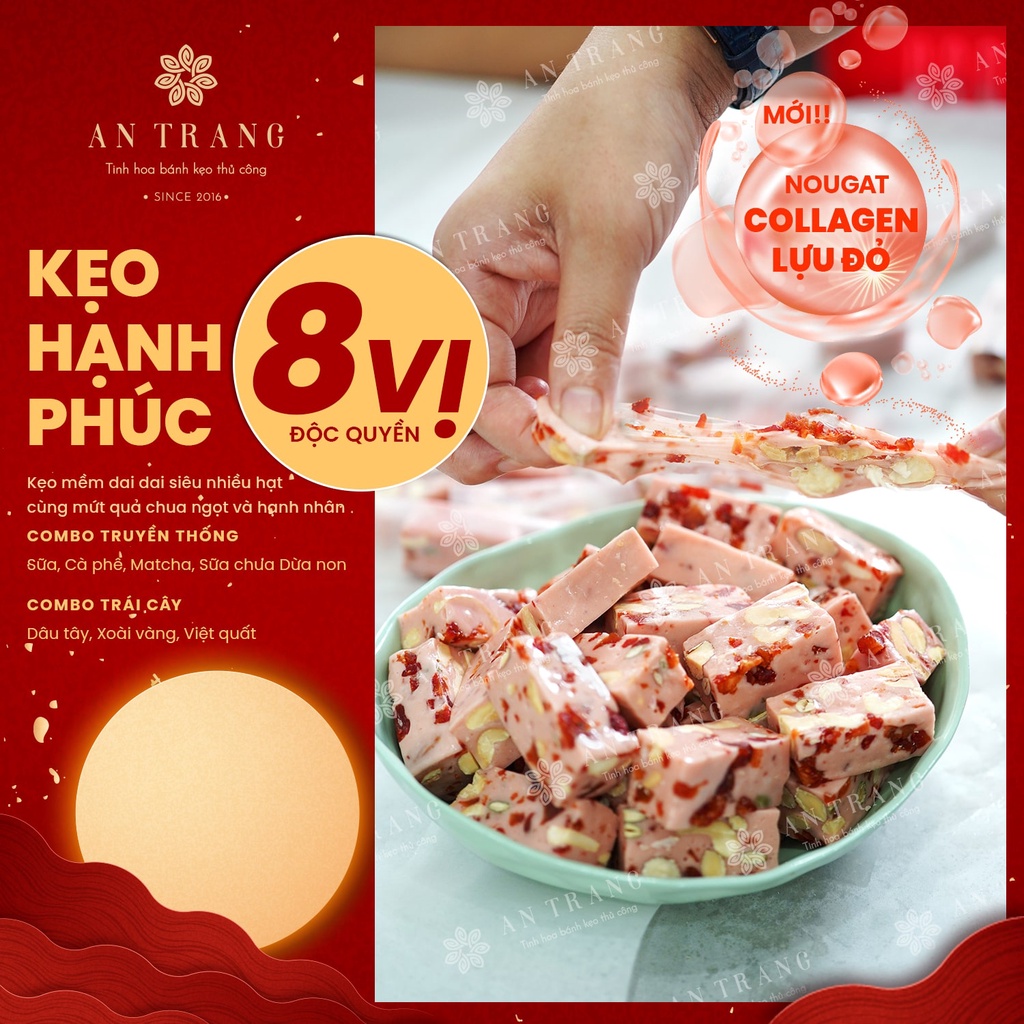 Kẹo Nougat | Kẹo Hạnh Phúc Siêu Nhiều Hạt làm từ đường ăn kiêng