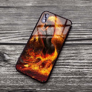 Ốp iphone tráng gương ốp mặt kính NGỰA LỬA K265