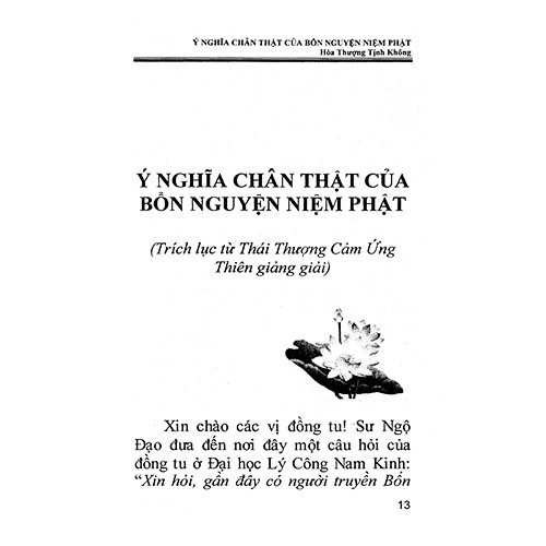 Sách - Ý Nghĩa Chân Thật Của Bổn Nguyện Niệm Phật - Hòa Thượng Tịnh Không