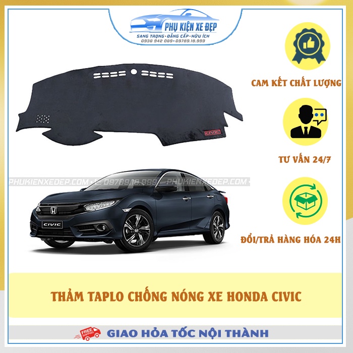 Thảm taplo ô tô lông cừu HÀNG LOẠI I xe HONDA CIVIC có 3 lớp chống Trượt