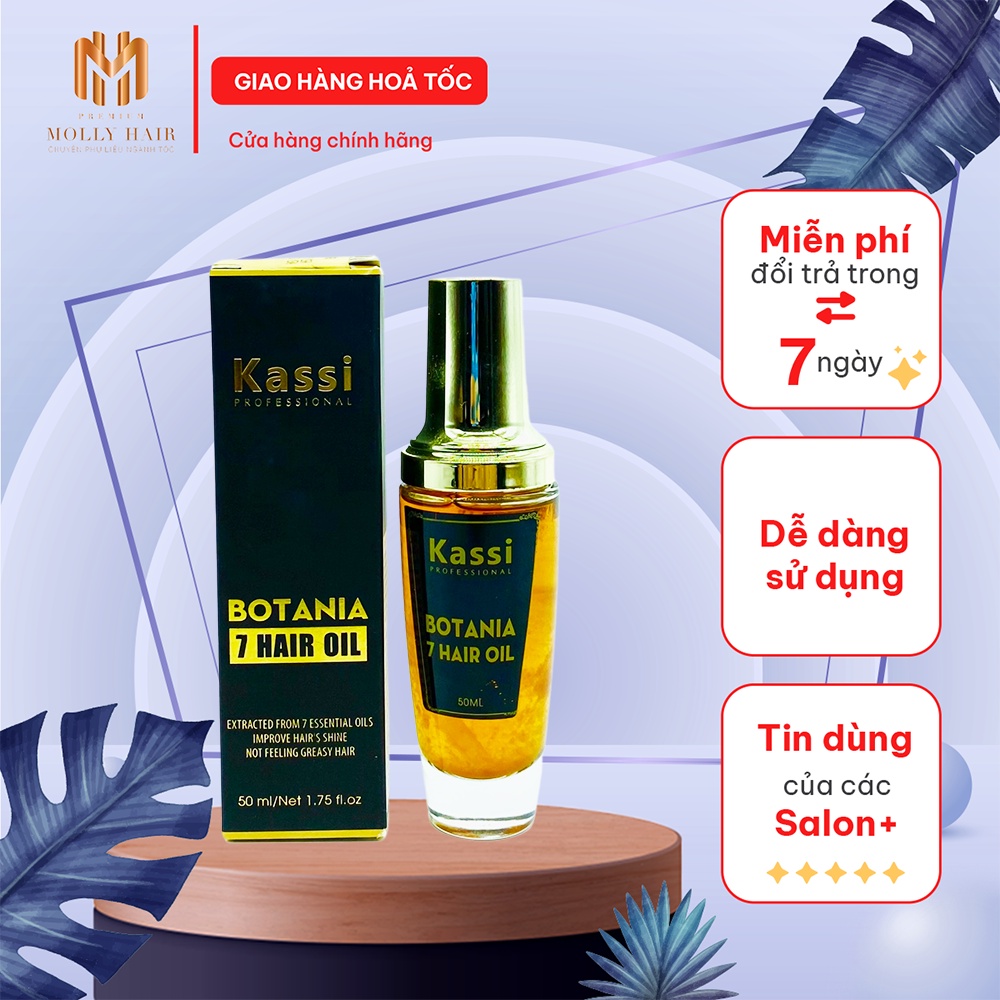 Tinh dầu dưỡng tóc MollyHair thương hiệu Kassi chiết xuất từ 7 loại tinh dầu dưỡng tóc cao cấp tin dùng của salon 50ml