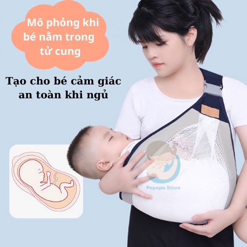 Địu Lưới Cho Bé, Địu Trợ Lực Dạng Lưới Siêu Thoáng Khí Gọn Gàng An Toàn Tiện Lợi