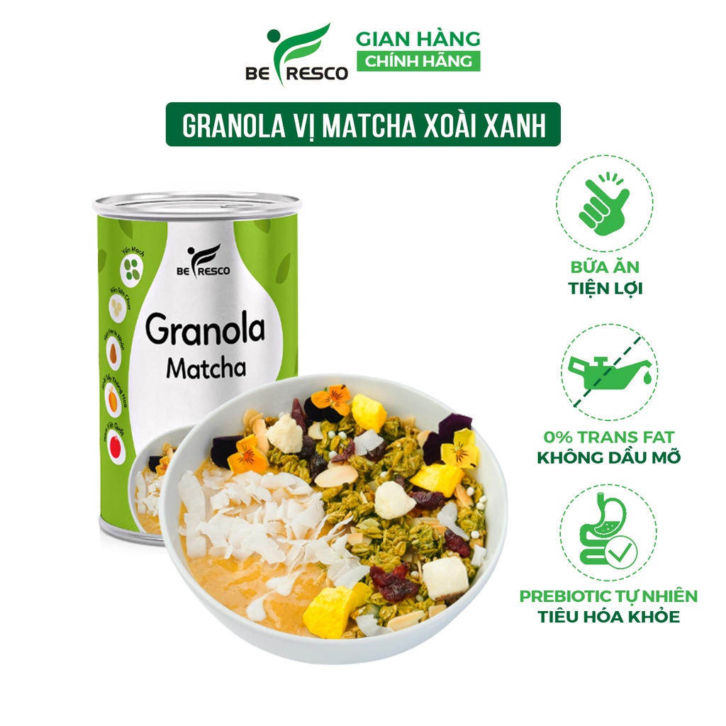 Granola ngũ cốc ăn kiêng giảm cân Befresco 300g vị matcha xoài xanh chua chua ngọt ngọt siêu ngon