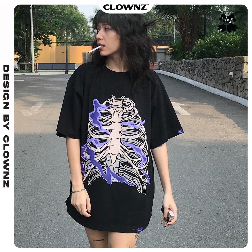 Áo thun tay lỡ, tee phông xương local brand unisex ClownZ Skull nhiều màu form rộng, cotton