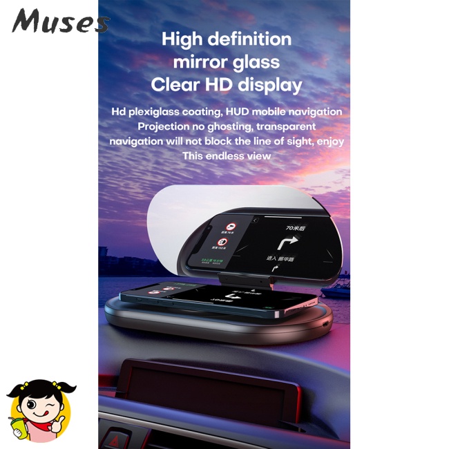 Giá Đỡ Sạc Máy Chiếu Hd Không Dây Hít Nam Châm Màn Hình Hud Cho Xe Hơi