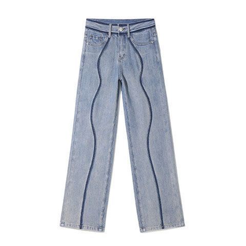 Quần Denim Ống Rộng Lưng Cao Thời Trang 2022 Dành Cho Nữ