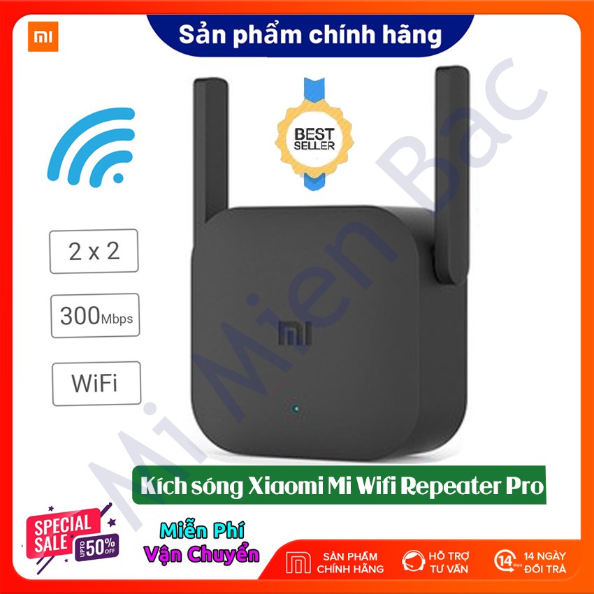 [Bản 2021] Kích Sóng WiFi Xiaomi - Thiết Bị Mở Rộng WiFi Xiaomi Mi Wifi Repeater Pro phiên bản mới 2021, 300Mbps 2 râu