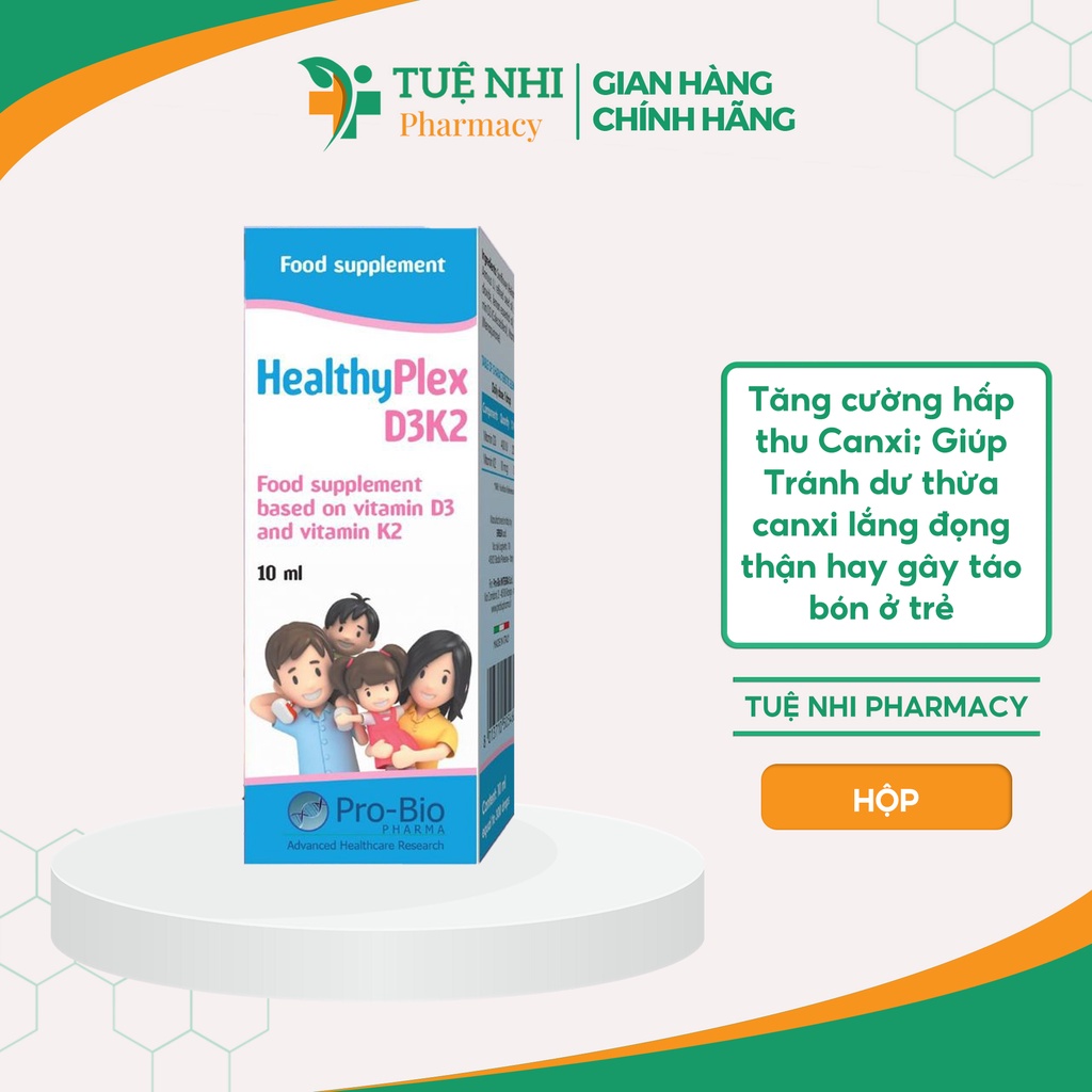 HeathyPlex D3K2 Spray dạng xịt giúp hấp thu canxi tối đa hỗ trợ cho xương, răng chắc khoẻ 10ml - NT126