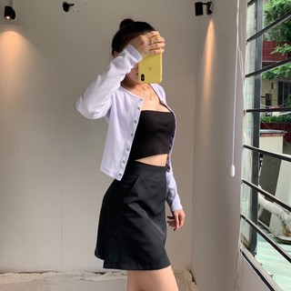 CROPTOP TAY DÀI NÚT BẤM