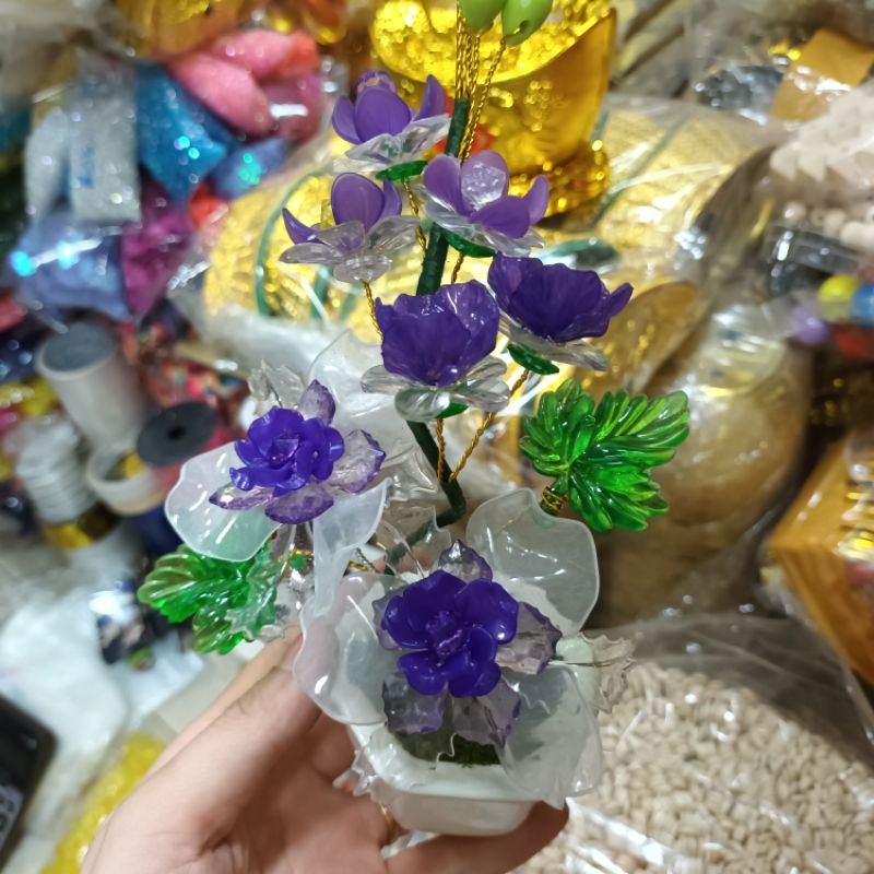 Chậu gốm sứ bình bông mai mini xinh xinh để bàn hút may mắn