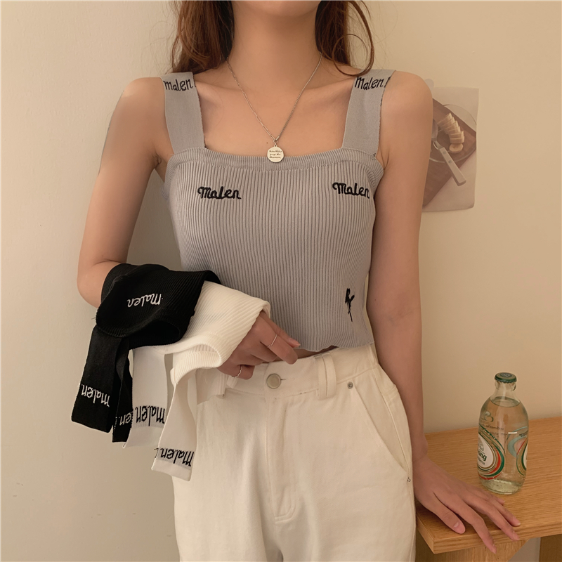 Camisole vest ladies fashion letters embroidery