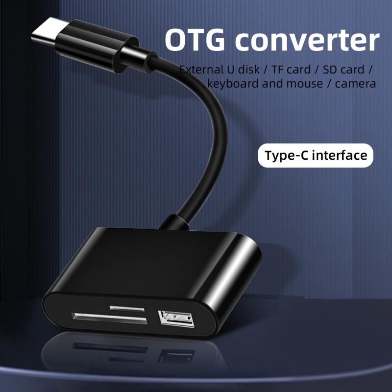 Đầu Đọc Thẻ Nhớ 3 Trong 1 Type C / Micro USB Sang SD OTG Cho Điện Thoại / Laptop