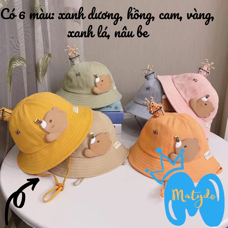 Mũ trẻ em mùa hè đông cho bé trai bé gái rộng vành hình gấu ong đáng yêu phụ kiện