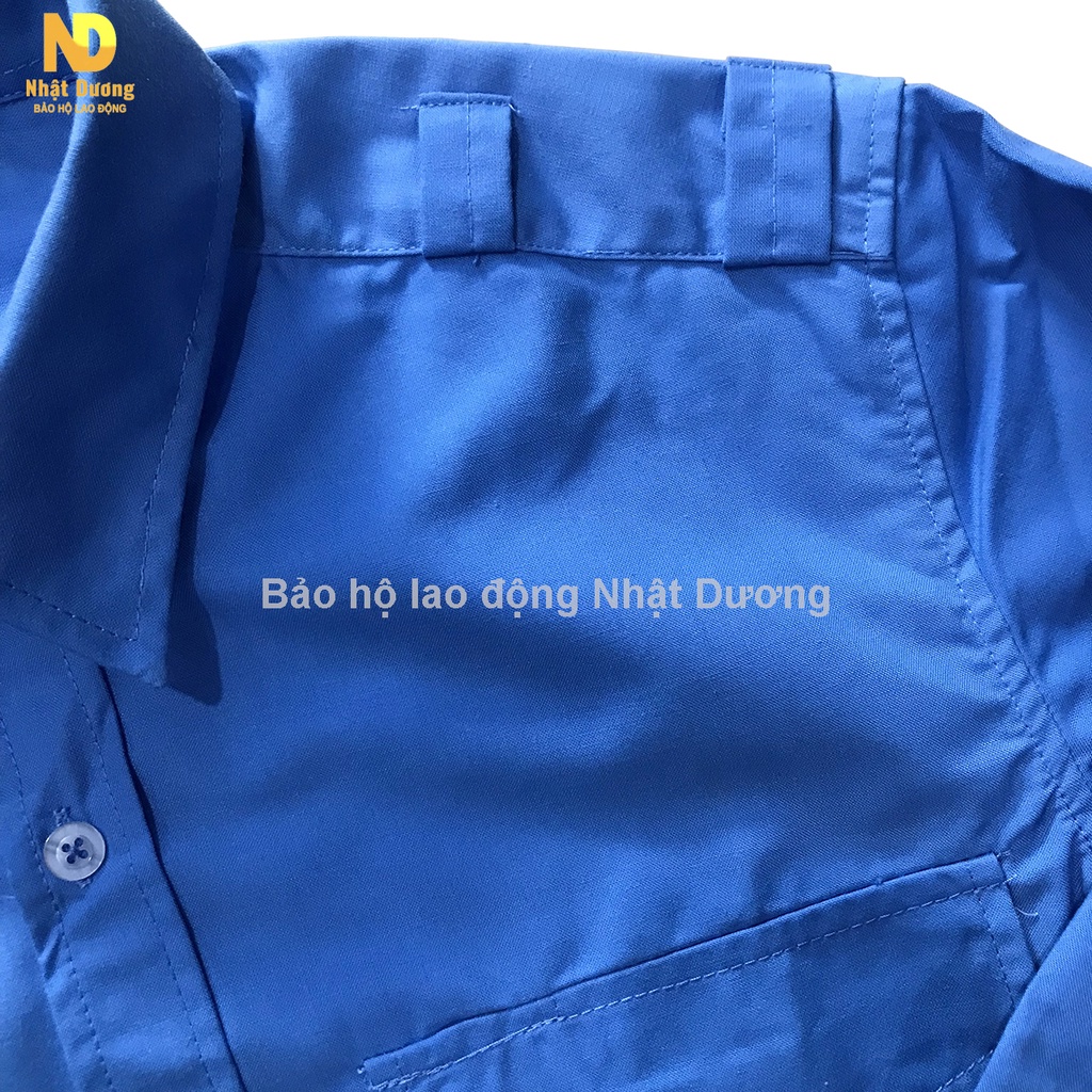Áo bảo vệ dài tay màu xanh vải kate BV02 - Full Size
