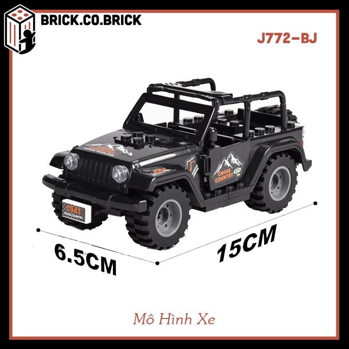 Mô Hình Xe Jeep Quân Đội Đồ Chơi Lắp Ráp Phụ Kiện MOC Army Minifig J772-BJ Có 2 màu Đen và Xanh