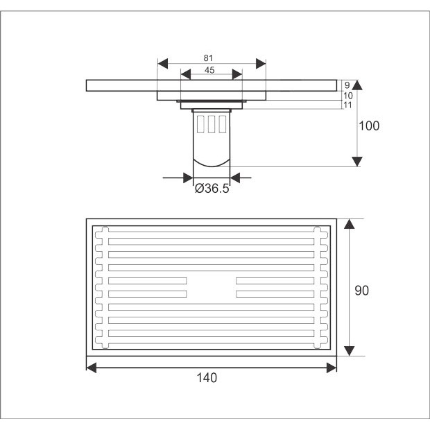 PHỄU THOÁT SÀN CHỐNG MÙI HÔI CAO CẤP 90x140mm CAPU558zt-1G