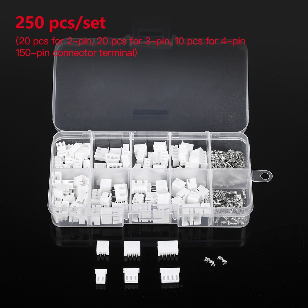 Set 250 cái giắc nối điện EKEZ XH 2.54Mm 2 3 4 chân dùng để nối dây đầu cuối trong gia đình