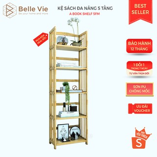 KỆ SÁCH, KỆ ĐA NĂNG GỖ TỰ NHIÊN 5 TẦNG NGANG 50 CM - NỘI THẤT HÀN QUỐC