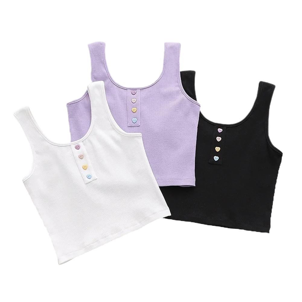 Áo croptop hai dây phối nút phong cách trẻ trung cho nữ