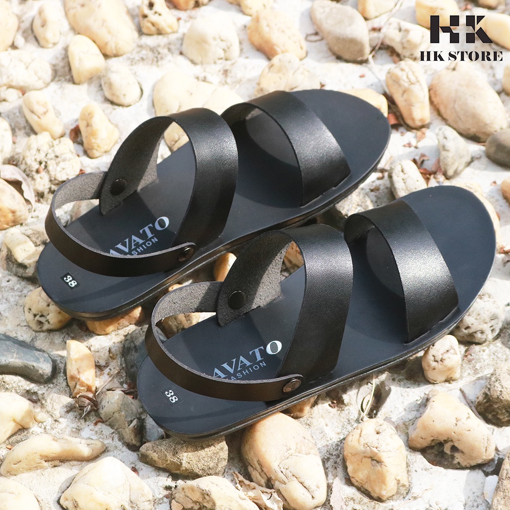 Dép sandal nam 2 quai HK STORE  hàng chính hãng da bò nguyên miếng cực đẹp - có bảo hành đầy đủ.