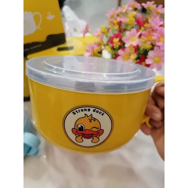 Tô ăn mì- ăn phở 2 lớp lõi inox giữ nhiệt  có nắp đậy, có quai cầm 15cm
