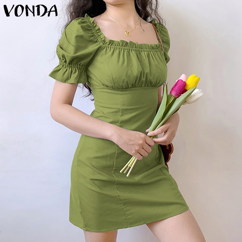 Đầm Bút Chì VONDA Tay Ngắn Cổ Vuông Phong Cách Hàn Quốc | BigBuy360 - bigbuy360.vn